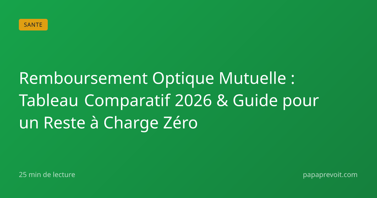 Remboursement Optique Mutuelle : Tableau Comparatif 2026 & Guide pour ...